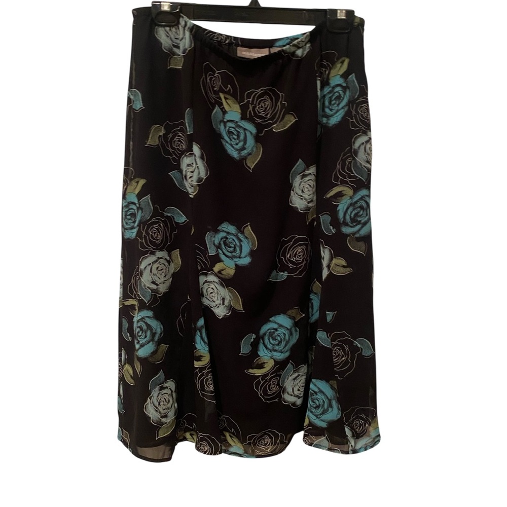 Croft & Barrow  Black and Blue Rose Women's Skirt